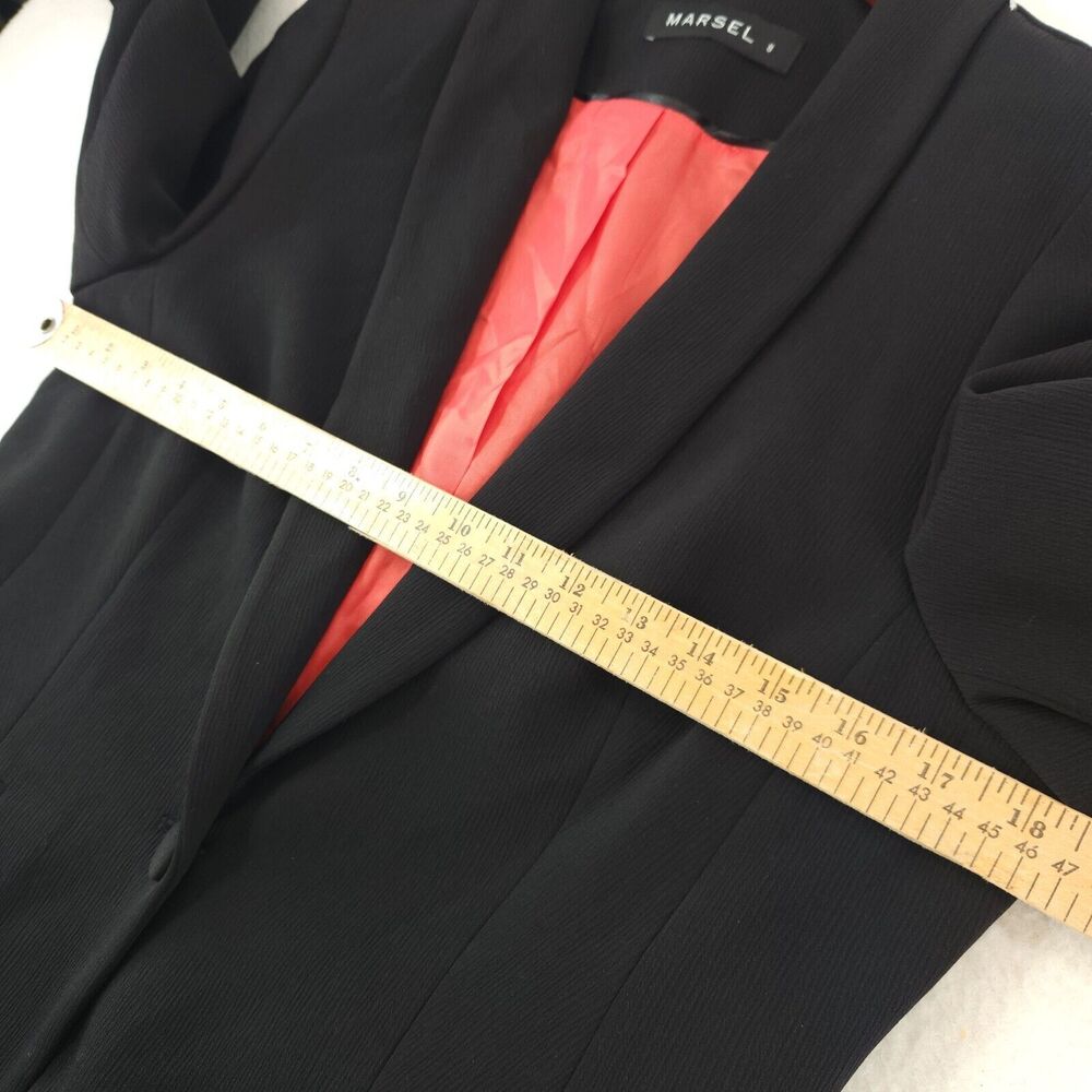 Women’s Black Blazer Coat Size 8 Tie Sleeve‎ Minimalist Chic Designer Jacket - Picture 6 of 10